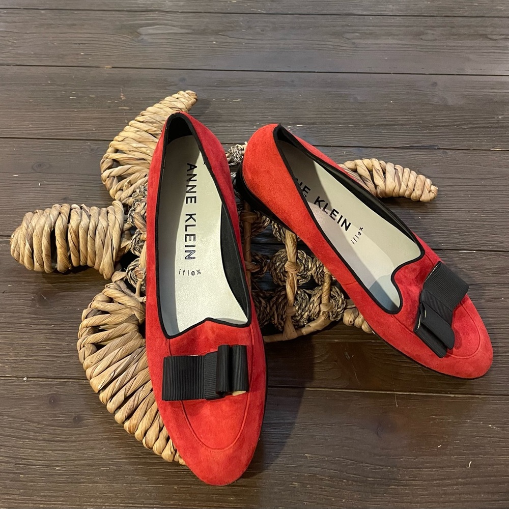 Anne Klein Red Suede Loafers